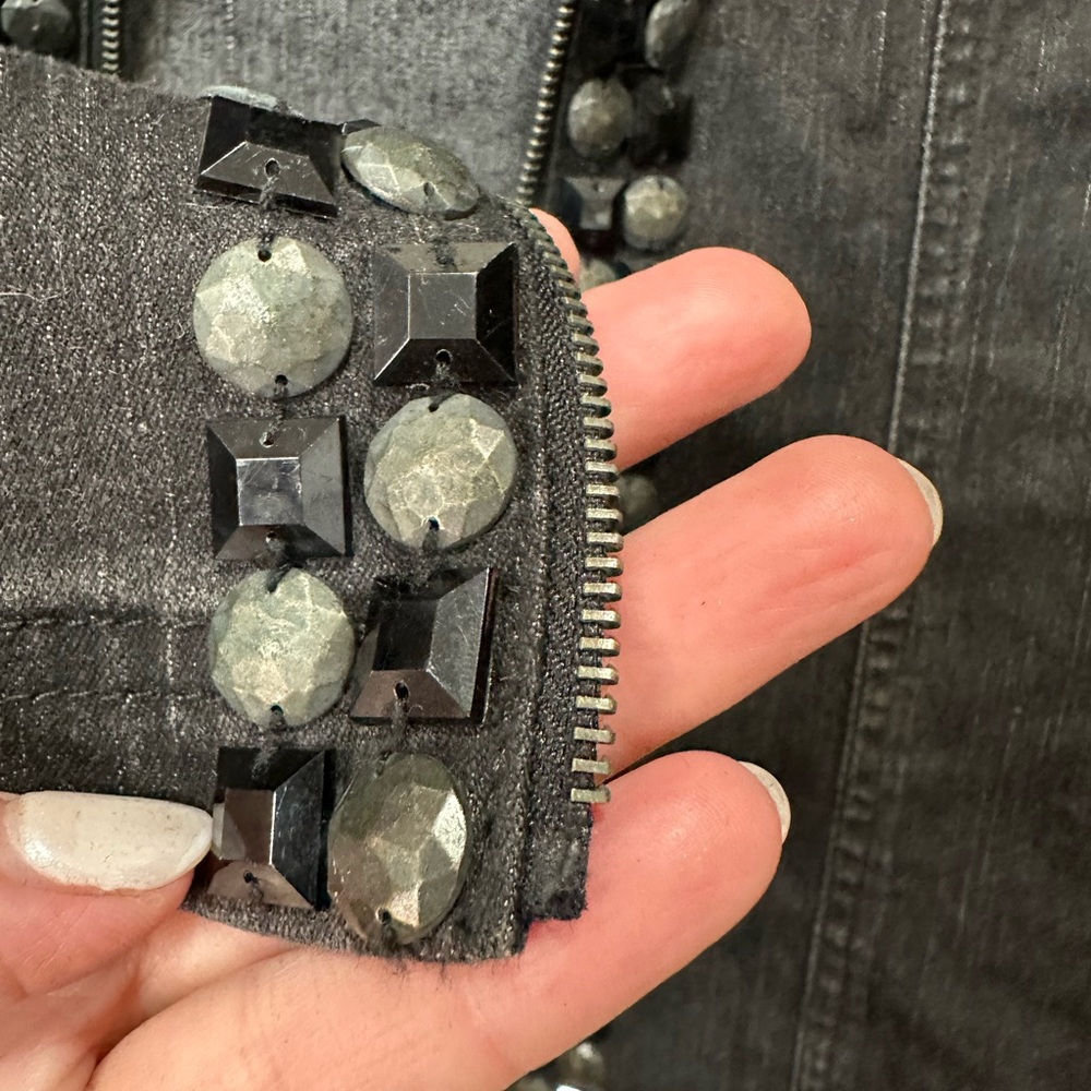 Ruby Rd. Charcoal Embellished Jean Jacket - Picture 3 of 5